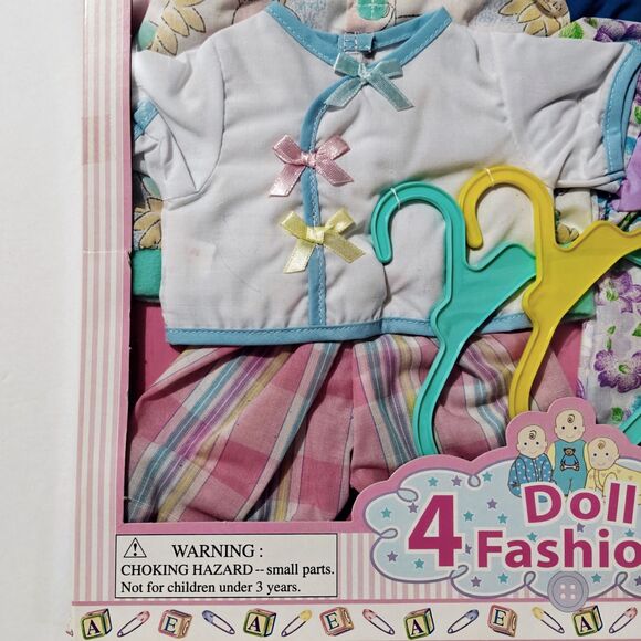 New Vintage Doll Baby Clothes 15" to 17" 1990s 4 Outfits Dress Pajamas Gift Set - Picture 5 of 11